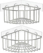 SMARTAKE 2-Pack Corner Shower Caddy Deep Basket Design, SUS304 Stainless Steel, Wall Mounted Bathroom Shelf with Adhesive, Storage Organizer for Toilet, Dorm and Kitchen (Silver)