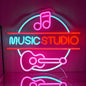 Music Studio LED Neon Signs for Wall Decor Neon Wall Art Acrylic LED Lights with Hanging Chain Light Up for Bedroom Decor Graduation Bar Pub Wedding Party 5V USB Powered Dimmable