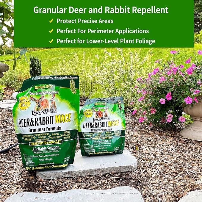 Nature's MACE Deer & Rabbit Repellent 25lb, Covers 25,000 Sq Ft, Repel Deer from Your Home & Garden, Deterrent, Safe to use Around Children, Plants, Produce, Protect Your Garden Instantly, Plant Safe