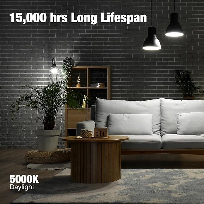 BUBO Ceiling Fan Light Bulbs 60 Watt Equivalent, E12 LED Bulb Daylight White 5000K, 5.5W Small Base LED Light Bulbs, A15 Candelabra Base Bulb, 120V, 650LM, Non-Dimmable, 20 Pack