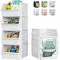 TidyFriend Stackable Storage Bins for Pantry, 4 Pack Stackable Bins For Organizing Food, Kitchen, and Bathroom Essentials (White)