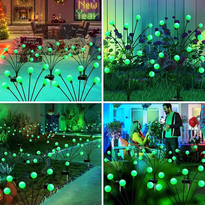 ZFNN Solar Firefly Light, Christmas Lights for Outside Decorations, 4 Pack 24 LED Green Solar Garden Lights, Outdoor Waterproof Garden Decor for Yard Patio Pathway Lawn Christmas