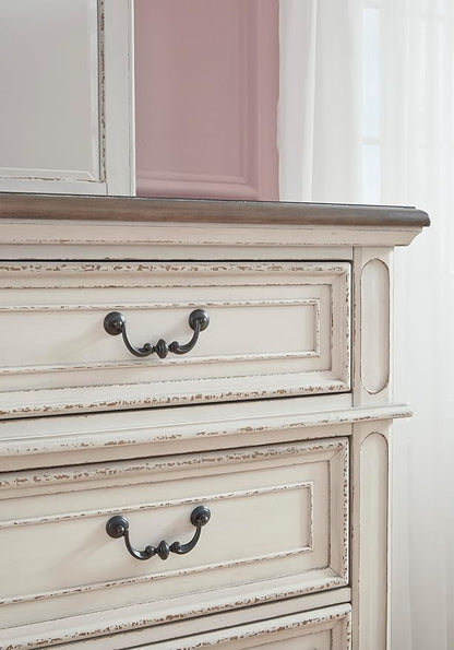 Signature Design by Ashley Realyn Vintage 5 Drawer Chest, White