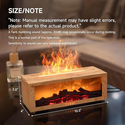 Fireplace Flame Air Diffuser Humidifier,7 Colors Aromatherapy Essential Oil Diffuser,Ultrasonic Aroma Humidifier with Timer for Home,Bedroom,Office,Yoga