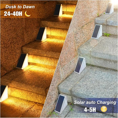 VOLISUN Solar Step Lights for Outside 6 Pack, Solar Stair Lights Outdoor Waterproof IP67,28 LED,1200 mAH Outdoor Step Light,Outdoor Decor for Garden Stair, Deck, Front Step, Front Porch,and Patio