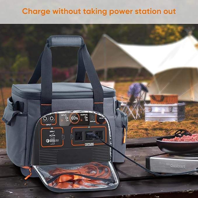 FRECOLSH Travel Carrying Case Compatible with Jackery Explorer 1500, Portable Power Station Storage Case with Water- proof Bottom and Pocket for Jackery Accessories Solar Generator, Storage Bag Only
