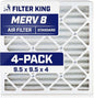 Filter King 9.5x9.5x4 Air Filter | 4-PACK | MERV 8 HVAC Pleated A/C Furnace Filters | MADE IN USA | Actual Size: 9.5 x 9.5 x 3.75"