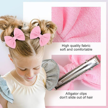 Baby Girls Hair 3'' Bows Clips Set Handmade Bow Hair Clips Hair Accessories Alligator Clip for Babies Infant Toddlers Little Kids 6 PCS Light Blue Aqua Pink