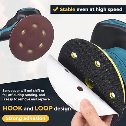 HARFINGTON 25 Pcs 5 Inch Sanding Discs, 80 Grit Hook and Loop Sandpaper, 8-Hole Aluminum Oxide Round Sanding Paper for Woodworking Automotive Metal Polishing, Red