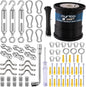 cyrico String Light Hanging Kit, Outdoor Light Guide Wire, Globe String Lights Suspension Kit with 200 Ft Nylon Coated Stainless Steel 304 Wire Rope Cable, Turnbuckle, Enough Accessories, Use Manual