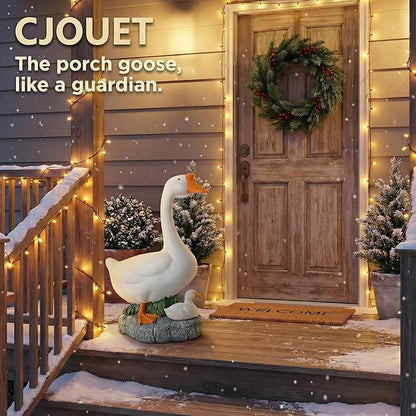 18-inch Statue, Resin Statue,Outdoor Statues,Hidden Key Pocket, Outdoor/Indoor Goose Statue for patios and terraces. The Porch Goose Protection and Courage, Making it a Suitable Gift.