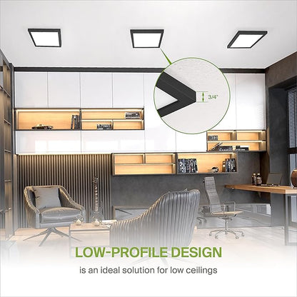 ASD LED 9" Square Flush Mount Light | 18W 1270LM 3000-5000K 120V | 3CCT, Dimmable, Ultra Slim, ETL Listed | Thin Surface Lamp, Bedroom Ceiling Lighting | Black