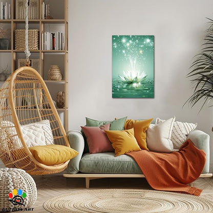 Zen White Lotus Flower Canvas Wall Art, Lotus Floral Pictures Wall Print, Spiritual Water Lily Canvas Prints, Lotus Bloom on Water Poster, Zen Meditation Spiritual Artwork for Yoga Spa Room 18x24 inch