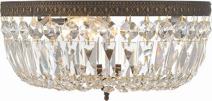 Crystorama 3 Light Spectra Crystal English Bronze Flush Mount