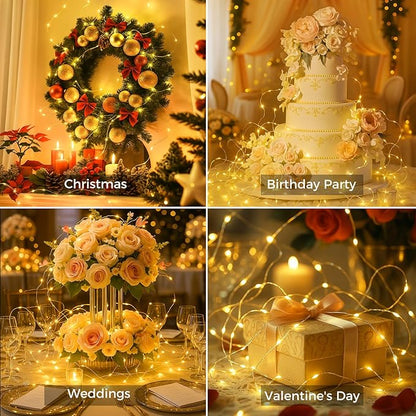 6 Pack Fairy Lights with Timer Battery Operated, 3 Modes 7ft Mini Twinkle Lights Waterproof, 20 LED Bulk String Light for Mason Jars Christmas Decoration Wedding Table Centerpieces,Warm White