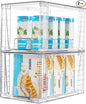 Vtopmart 2Pack Large Stackable Kitchen Pantry Storage Drawers, Clear Organizer Bins with Handles, Acrylic Drawer Organizers for Kitchen Pantry, Bathroom Undersink, Cabinet Organization and Storage