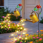 Solar Lights Outdoor, Watering Can with Cascading Lights, Watering Can with Hook Solar Lantern, Gardening Decor for Yard Patio, Gardening Gifts for Mom Grandma Women (2 Pack)