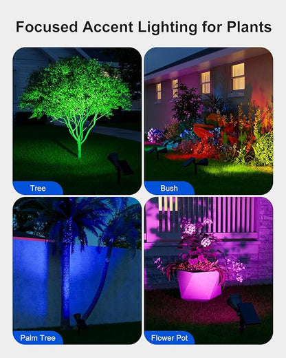 4 Pack Christmas Color Change Solar Spotlights Outdoor Waterproof Led Landscape Spot Lights Uplighting for Gingerbread Man, Snowman, Reindeer, Decorations, Holiday Ambient Lighting Lawn, Yard, Garden
