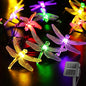 Dragonfly Solar String Lights Outdoor 25.6FT 30 LED Waterproof Solar Powered Fairy Lights, 8 Modes Decorative Lights for Patio Garden Yard Fence Wedding Christmas Party, Multicolor