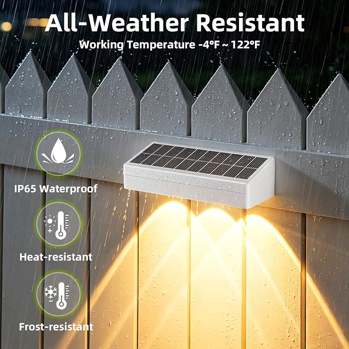 JOFIOS Solar Fence Lights with Remote 12 Pack, Color Changing RGB & Warm White, 12 Dynamic Modes, IP65 Waterproof, Solar Lights for Fence, Deck, Backyard, Patio Holiday & Party Decoration(White)