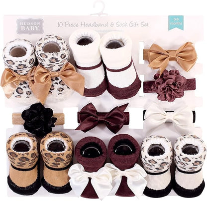 Hudson Baby Girl's Headband and Socks Giftset