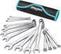 DURATECH Combination Wrench Set, Metric, 15-Piece, 8, 9, 10, 11, 12, 13, 14, 15, 16, 17, 18, 19, 20, 21, 22mm, 12-Point, CR-V Steel, with Rolling Pouch