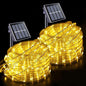JMEXSUSS 2 * 200 LED Warm White Solar Rope Lights, 66ft IP 65 Waterproof Solar String Light Outdoor, 8 Modes Christmas Lights for Camp Trampoline Ladder Slide Tent