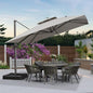 PURPLE LEAF 11 FT Cantilever Umbrella Outdoor Patio Umbrella Large Offset Square Umbrella Windproof Heavy Duty Hanging Outside Umbrellas for Patio, Pebble Grey