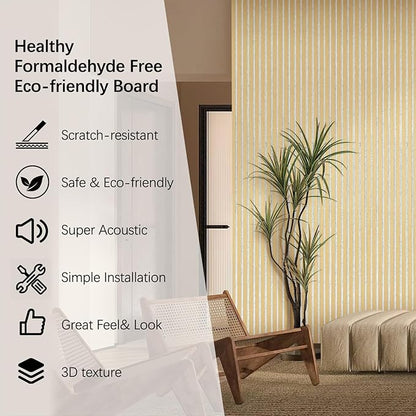 Wall Panels for Interior Wall Decor, 2-Pack Slat Wall Paneling, Oak Wood Veneer Acoustic Wall Panels - Wall Slats 12.6" W x 94.5
