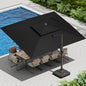 10 X 13 FT Cantilever Patio Umbrella with Base Included Outdoor Heavy Duty Double Top Windproof Rectangle Offset Umbrellas with 360-degree Rotation for Pool Deck Backyard, Black