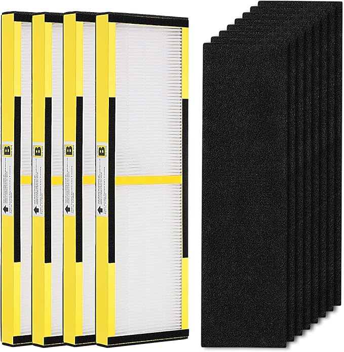 4 Pack FLT4825 HEPA Filter B Replacement with Activated Carbon Pre-Filters Compatible with Guardian Air Purifier AC4825 AC4300 AC4800 AC4900 AC4850