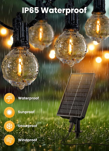 Brightown 38FT 16LED Solar String Lights Outdoor with Remote & USB Port, Shatterproof Bulbs, Dimmable & Timable, 3 Modes, Patio Lights with Mount Clips for Backyard Garden Decor - Last for 36+Hrs