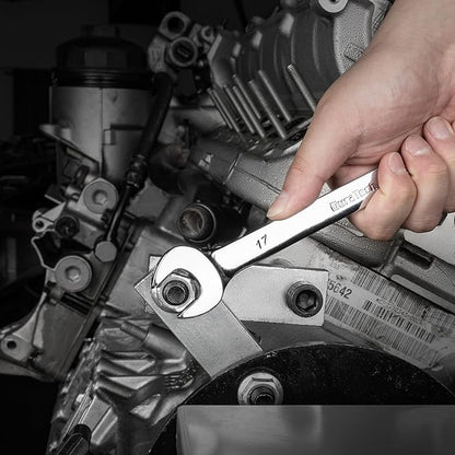 DURATECH 17mm Combination Wrench, Metric, CR-V Constructed with Mirror Polish, 12-Point, 15-Degree Offset