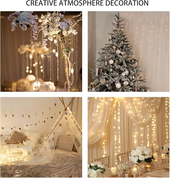 Diamond Beads String Strand with Fairy Lights Battery Operated - Clear Acrylic Crystal Bead Garland Short String Lights 3.94 Ft for Wedding Centerpiece Christmas Tree Party Decorations, 2 Pack