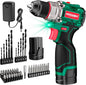 HYCHIKA Drill Set, True Brushless Power Drill Driver 16.8V Cordless Compact Drill Woman Man,410 IN-LB, LED Light,2 Variable Speed 23+1 Torque 3/8" Keyless Chuck, 1 Lithium-Ion Battery