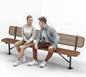 Heavy-Duty Outdoor Metal Bench, Thermoplastic-Coated, Surface, Weatherproof, Commercial-Grade for Parks, Gardens, Patios, Stores & More (8 Ft - Surface with Back, Brown)