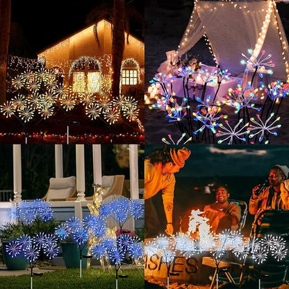 JJGoo Solar Garden Lights, New Upgraded 2 Pack Solar Swaying Starburst Light, Waterproof Fireworks Outdoor Lights, Yard Patio Pathway Decoration, Purple