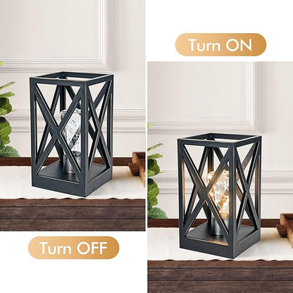 WINGBO 2 Pack Retro Battery Powered Table Lamps, Battery Operated Cordless Lamp Set, Portable Nightlight Decorative Light for Living Room Dining Room Bedroom Entryway Patio Backyard, Black Finish
