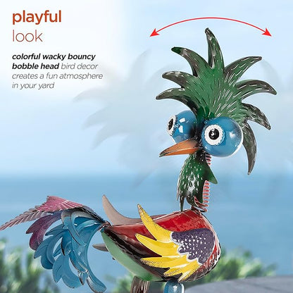 Alpine Corporation - 19" Tall Wild Tropical Metal Rooster Yard Statue – Colorful Indoor/Outdoor Garden Décor, Rustic & Fun Farm Animal for Garden, Patio, Lawn, or Porch