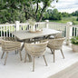 PURPLE LEAF 7 Pieces Outdoor Dining Set All-Weather PE Rattan Outdoor Patio Rurniture Set with All Aluminum Frame Rectangular Table and Chairs Set for Lawn Garden Backyard Deck, Champagne