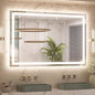 Keonjinn LED Mirror for Bathroom 48 x 30 Inch, Frontlit & Backlit Bathroom Vanity Mirror with 3 Color Lights, Lighted Bathroom Mirror with Anti-Fog, HD Tempered Glass, UL-Listed LED Driver, CRI90+