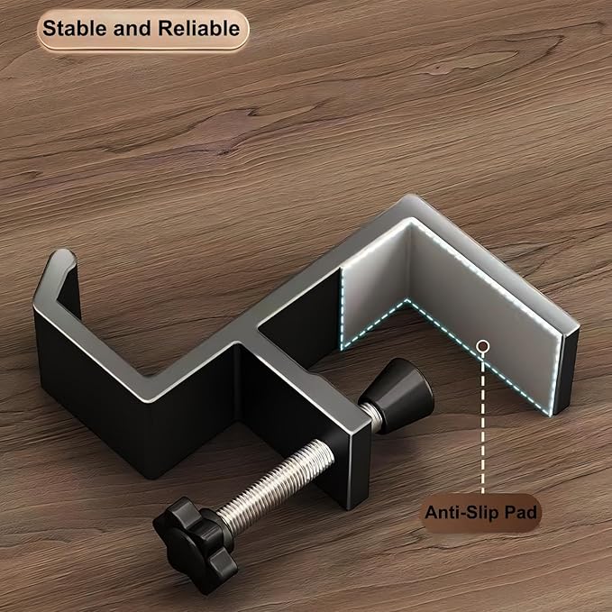 JAKO Headphone Stand - Aluminum Alloy Headphone Holder, Under Headset Stand for Desk Fit for PC Gaming Headset Hanger Hook Suitable for Office, Computer, Student Class Desk, Handmade Creator Table