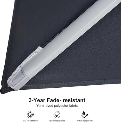 PURPLE LEAF 9' × 11.5' Patio Umbrella White Cantilever Umbrella Aluminum Square Outdoor Offset Umbrella Hanging Windproof with 360° Rotation for Garden Deck Pool, Grey
