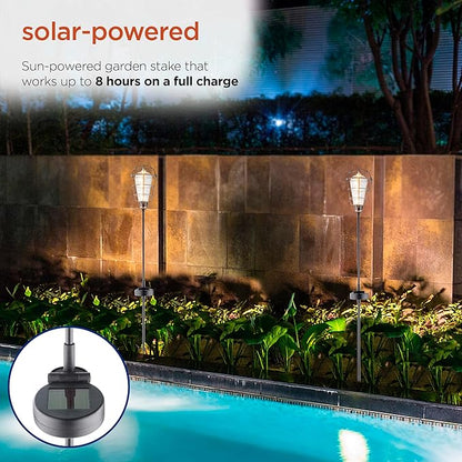 Alpine Corporation 34" Tall Outdoor Solar Powered Edison Bulb Garden LED Stake - Set of 2