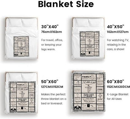 Bible Verse Christian Gift Blanket 40"x50", Inspirational Faith Throw for Believers, I Am a Child of God Blanket,Baptism Spiritual Gifts for Catholic Men Women