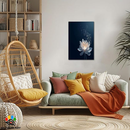 Zen Lotus Canvas Wall Art, Black White Zen Bathroom Wall Art Lotus Picture, Floral Spiritual Meditation Painting Artwork, lotus flower pictures bathroom decor zen painting for Yoga Spa 18x24 inch