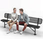 Heavy-Duty Outdoor Metal Bench, Thermoplastic-Coated, Surface, Weatherproof, Commercial-Grade for Parks, Gardens, Patios, Stores & More (8 Ft - Surface with Back, Black)