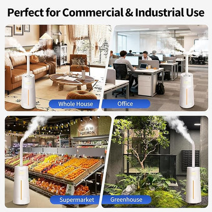 Humidifier Large Room - GloryAir 6.3Gal/24L 4X Atomizers Top Fill Whole House Large Cool Mist Quite Humidifiers 1500mL/h for Home Bedroom 3000 ft² with Auto Mode for Commercial Office Plants