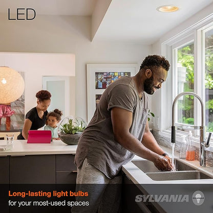 Sylvania LED Flood Light Bulb, BR30, 65W Equivalent, Efficient 9W, Dimmable, 10 Year, 650 Lumens, 3500K, Bright White - 2 Pack (78029)