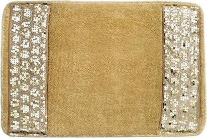Zahari Home Sinatra Modern Bathroom Rug Classic Luxury Bath Rug Contemporary Decor Champagne Gold Bath Mat for Shower Unique Design Stylish Bathroom Rug Bath Shower Tub Décor